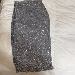 Amazon Sparkling Sequin Pencil Skirt - Gray